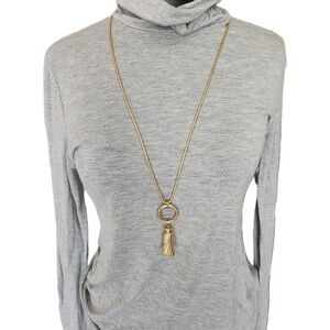 Anne Klein Goldtone Tassel Pendant Long Chain Necklace OS